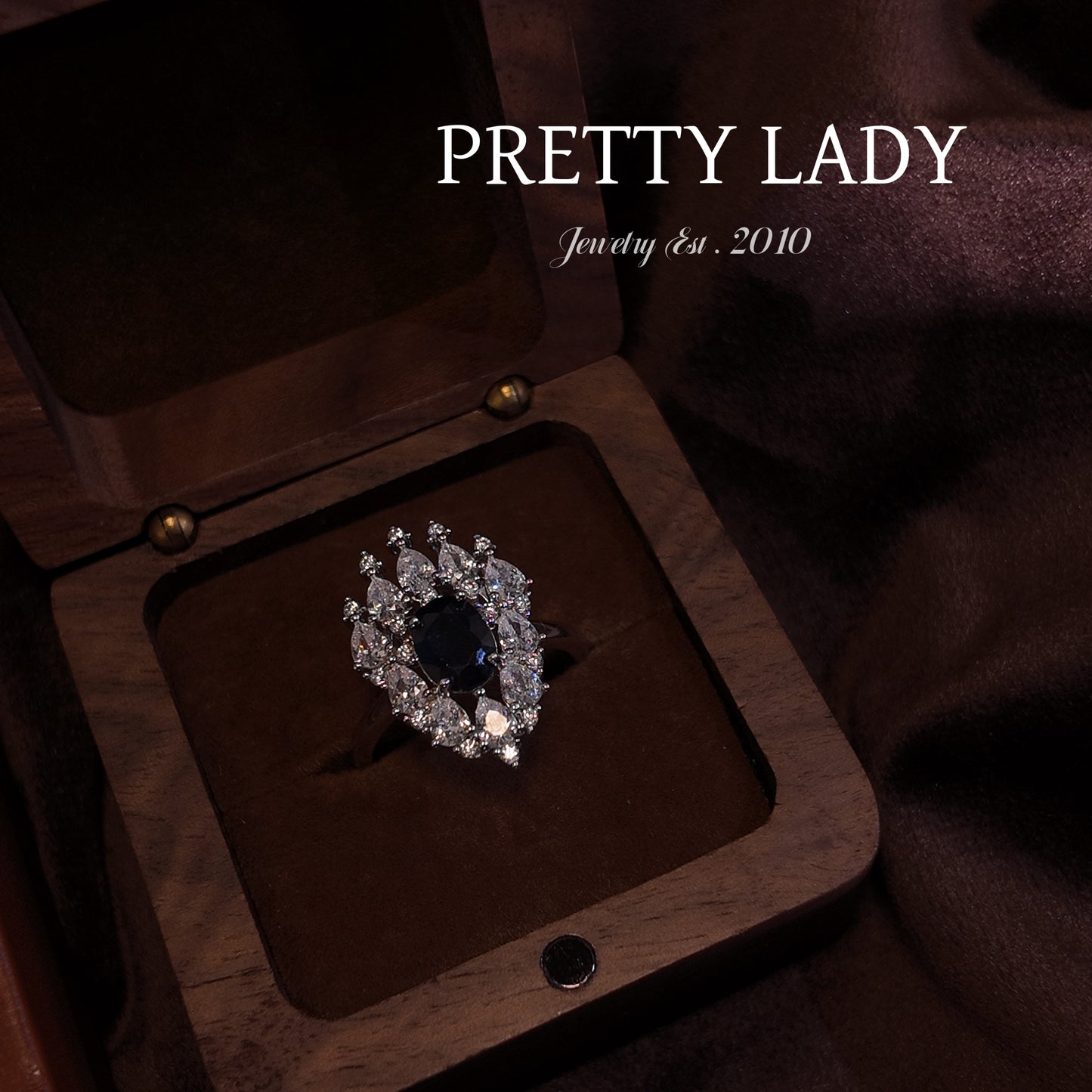 Natural Sapphire Open Ring S925 Pure Silver Blue Diamond Surrounding Diamond Design Palace Vintage