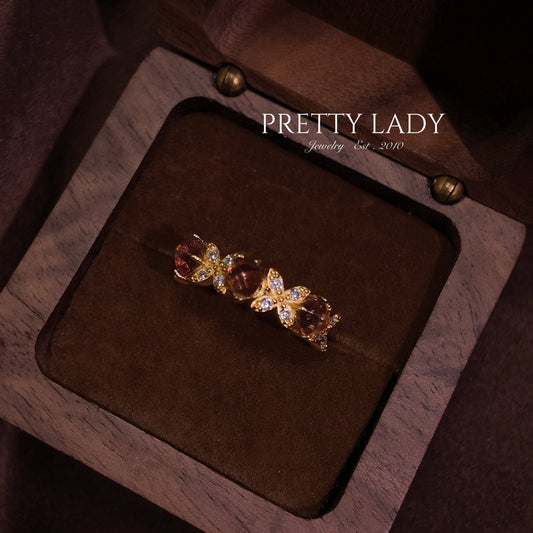 Natural tourmaline open ring S925 pure silver purple butterfly splicing niche exquisite retro