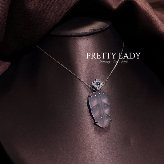 Natural Jade Marrow Pendant Necklace S925 Pure Silver White Green Diamond Set Palace Retro