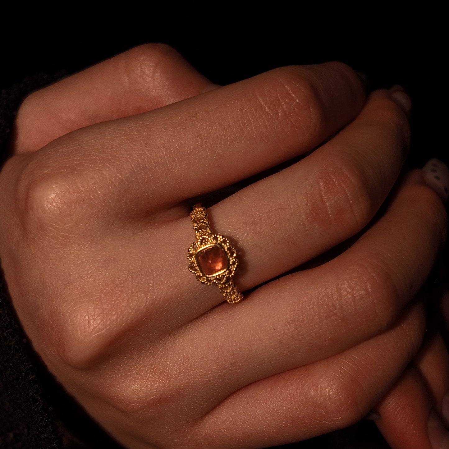 Natural tourmaline ring opening ring S925 pure silver powder purple square lace surrounds the palace retro style