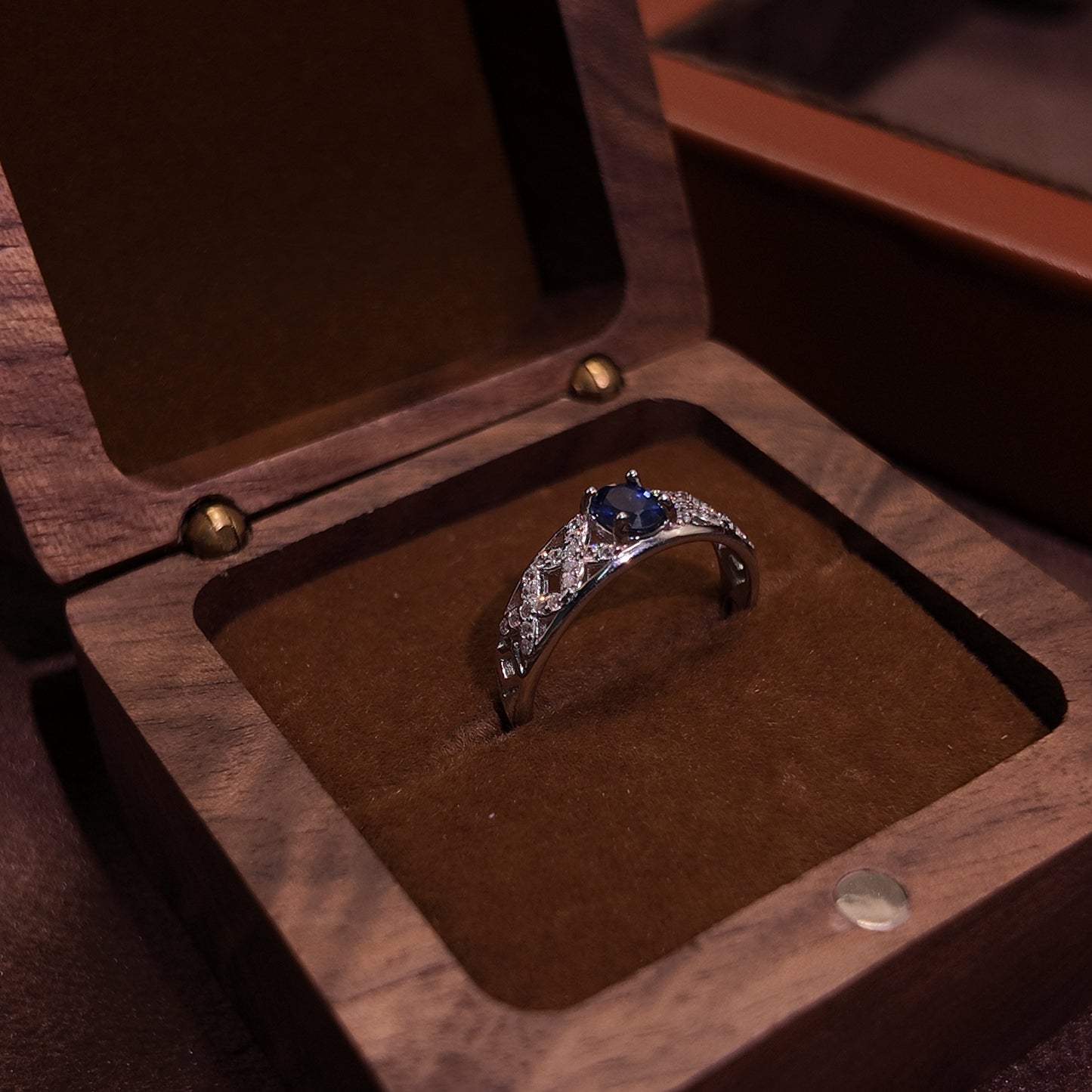 Natural Sapphire Ring Open Ring S925 Pure Silver Blue Hollow Unique Design Palace Retro