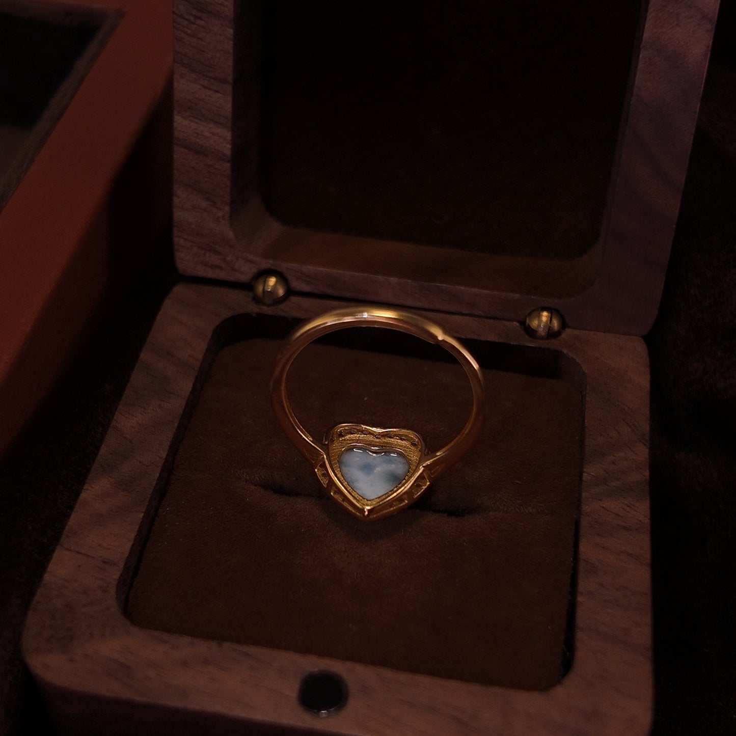 Natural Needle Sodium Calcium Stone Open Ring S925 Pure Silver Blue Heart Set with Diamond Palace Vintage