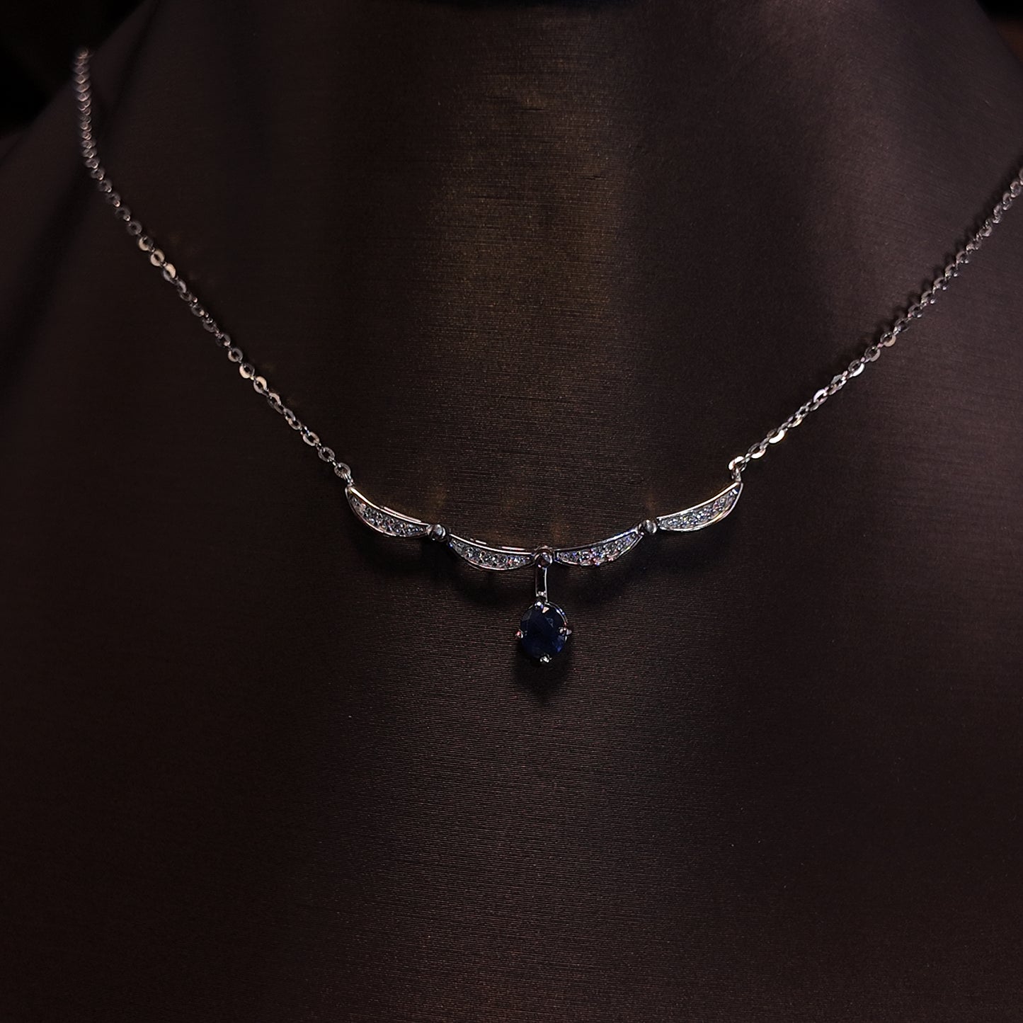 Natural Sapphire Necklace S925 Pure Silver Blue Diamond tassel with Multiple Wearing Styles Designed for Palace Retro
