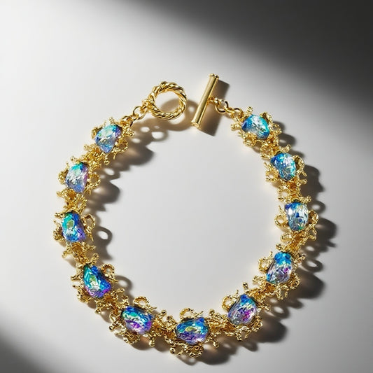 005Gavilane Retro King Blue Glass Heavy Industry Necklace Gorgeous Palace Retro