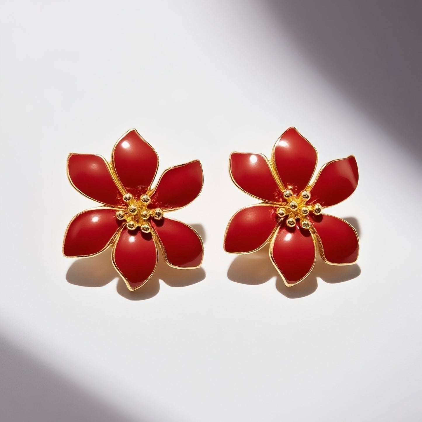 Vintage French 80s Pink Flower Enamel Earclip with Palace Vintage Style