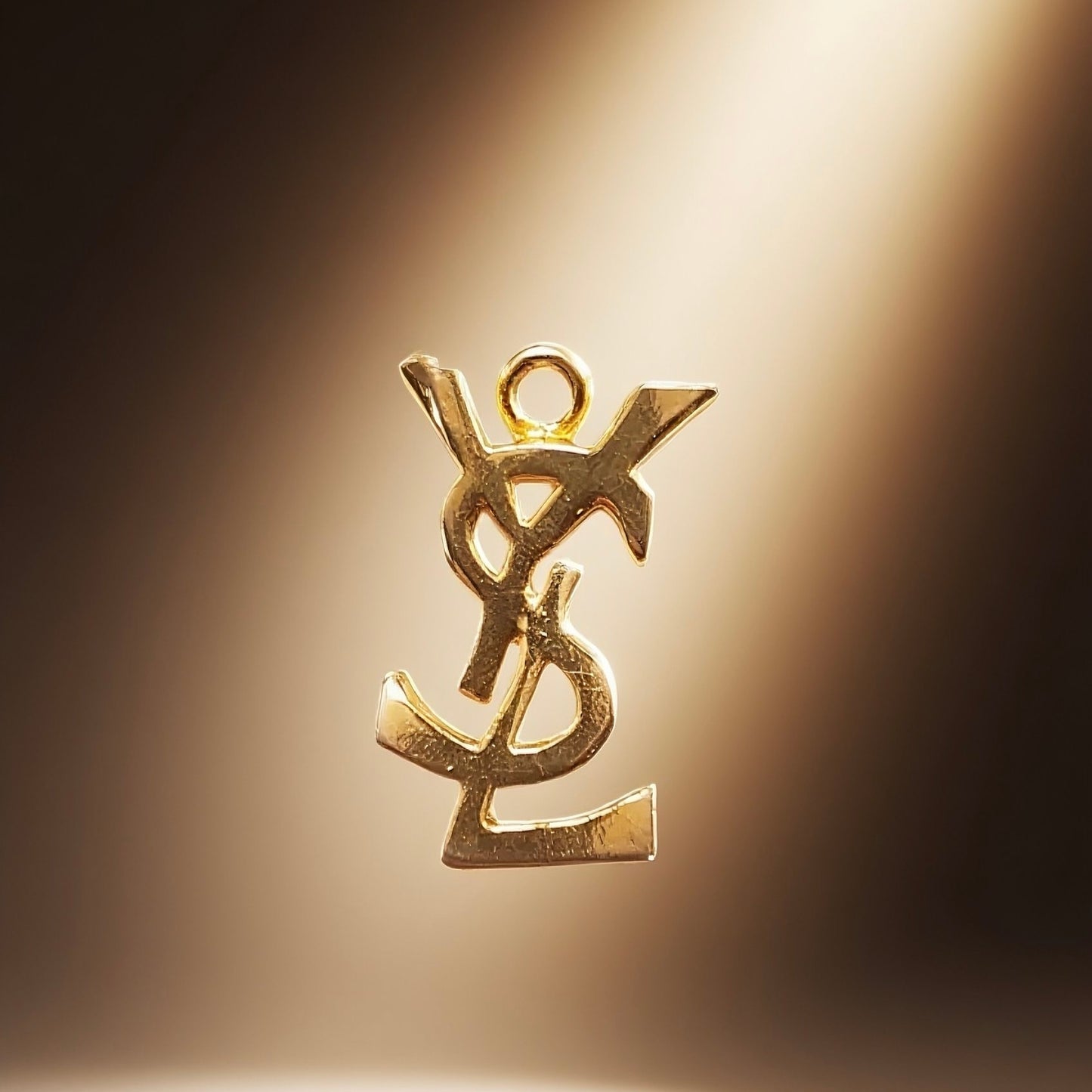 Vintage French 90s YSL brand gold classic logo logo pendant daily retro